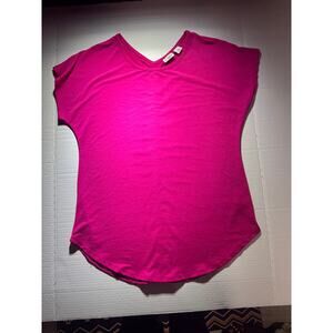 Bright Pink Dolman Sleeve Blouse Stretch Top
